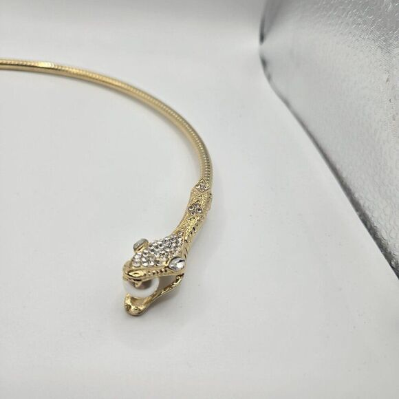 Thalia Sodi Necklace Choker Gold Tone snake Serpent Crystals - Picture 5 of 10
